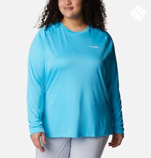 Hanorace Columbia PFG Tidal Tee II Long Sleeve Dama Turcoaz | Plus Size HKZ187MSQ